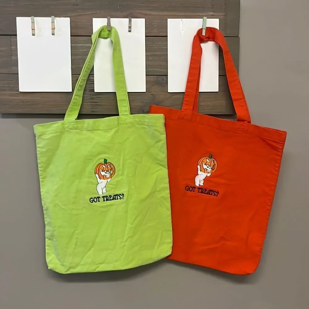 Halloween Trick or Treat Canvas Totes Casper The Ghost “Got Treats?” Set if 2
